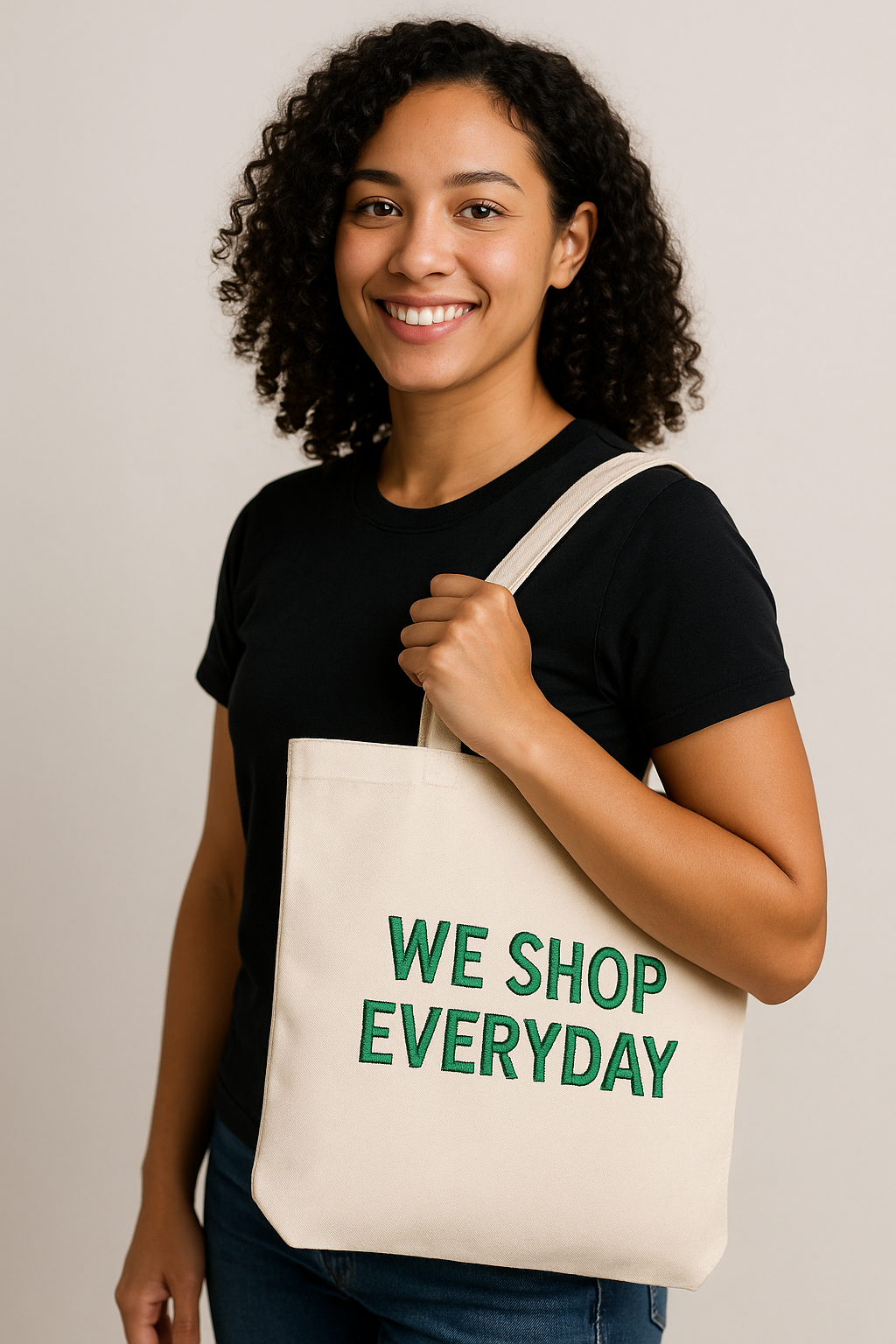 we shop everyday tote bag