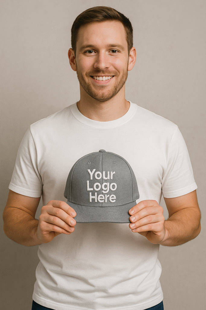 white man with your logo here cap