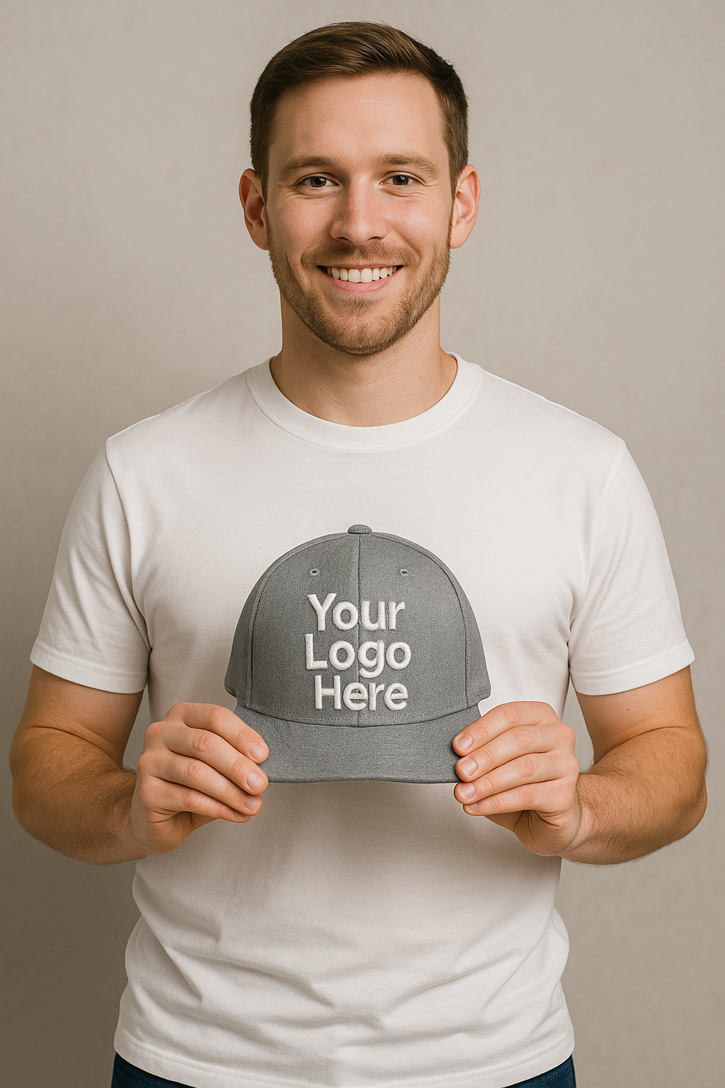 white man with your logo here cap