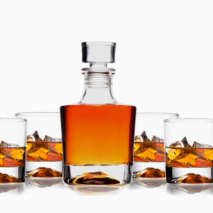 whiskey decanter & 4 whiskey glasses set airtight stopper