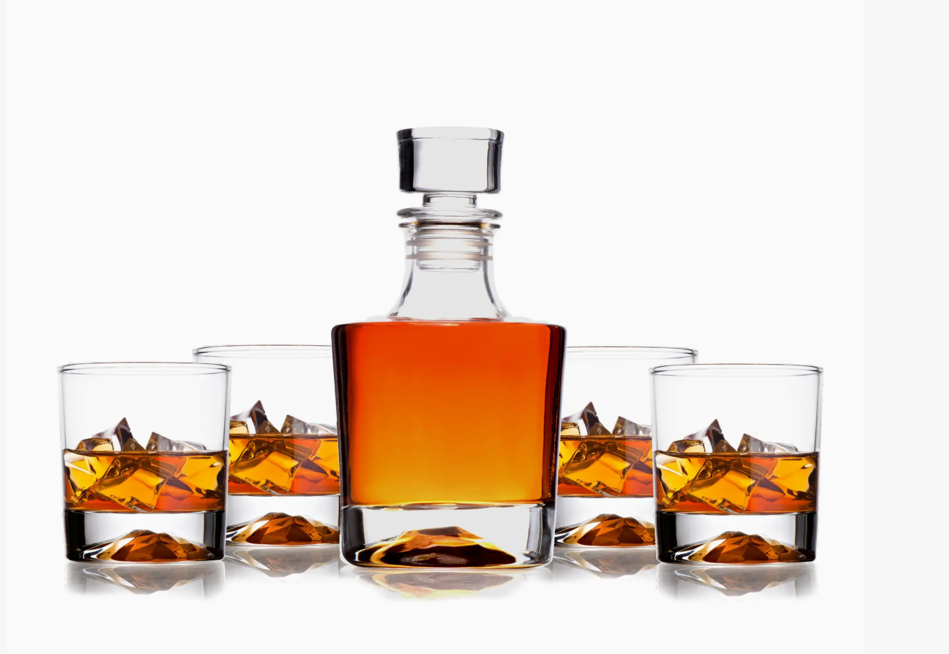 whiskey decanter & 4 whiskey glasses set airtight stopper