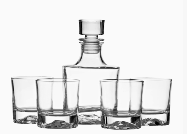 whiskey decanter & 4 whiskey glasses set airtight stopper
